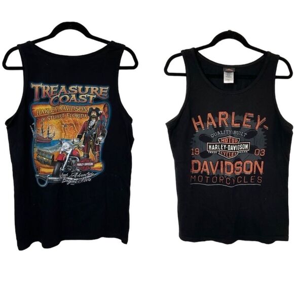 Harley-Davidson Treasure Coast Stuart Florida Double-Sided Graphic Black Tank M